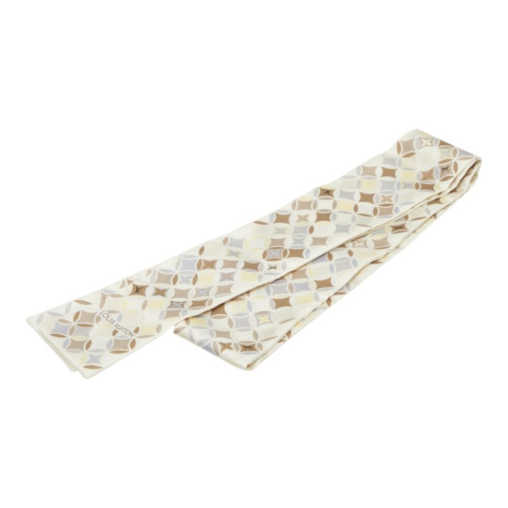 Louis Vuitton Bandeau Scarf Muffler, White Multicolor Silk, Women's LOUIS VUI...